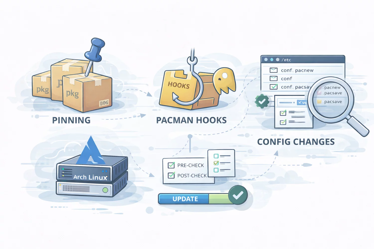 ������������� ���������� Arch Linux �� �������: pinning �������, pacman hooks � ������ .pacnew